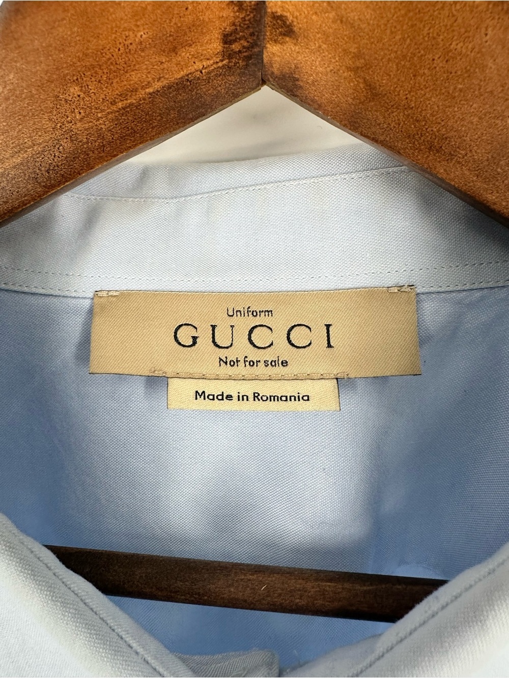 GUCCI French Cuff Vintage Pointed Collar Uniform Staff Dress Shirt Light Blue - Picture 10 of 12